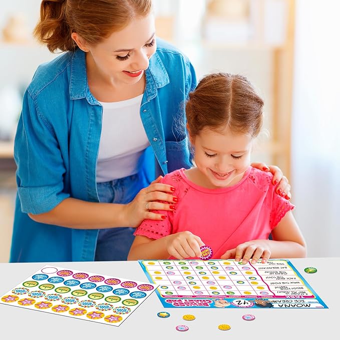 Behavior Reward System - Pad with 15 Chore Charts for Kids, 850 Stickers to Motivate Responsibility & Good Habits