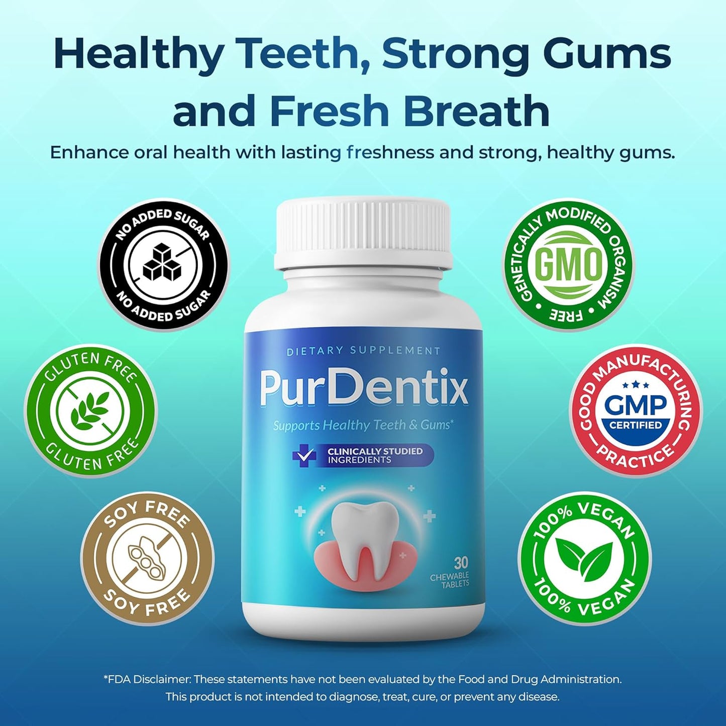 Oral Health Probiotic – 4-Strain Formula for Healthy Gums, Teeth & Fresh Breath – 90 Chewable Tablets