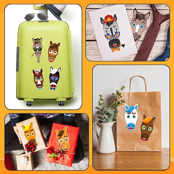 48 Sheets Make Your Own Horse Stickers for Kids Toddles, Make a Horse Face Stickers, Birthday Party Favors Supplies Crafts