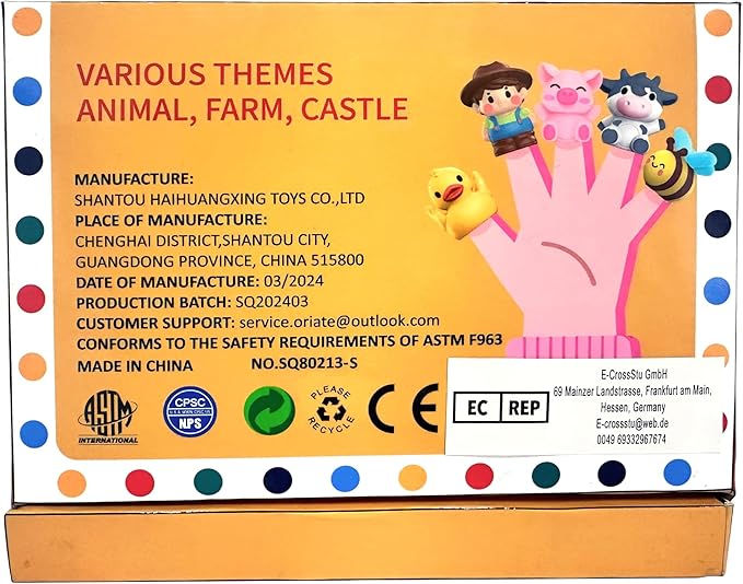 Oriate Zoo Animals Finger Puppets, 10PCS Infant Jungle Animals Finger Bath Pool Toys, Puppet Theater Storage Bags incl, 12m+ Toddler Travel Toys