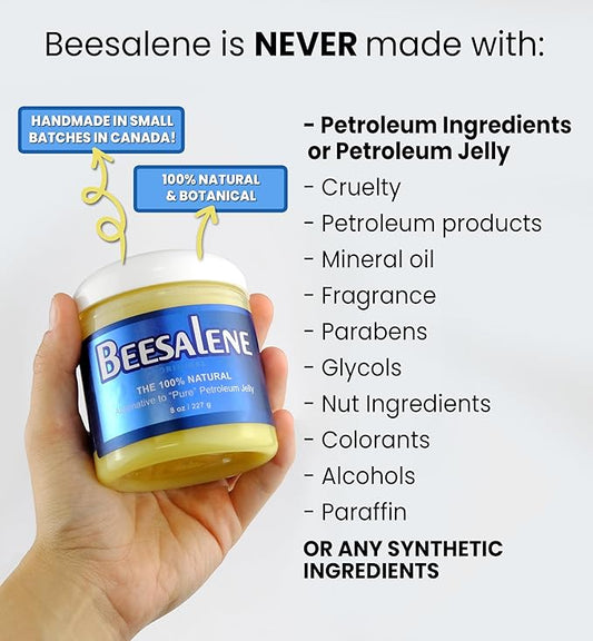 Beesalene Original Unpetroleum - 100% Natural & Hypoallergenic Alternative to Petroleum Jelly - Lips, Hands, Baby, Makeup Remover and More (8 Ounce)