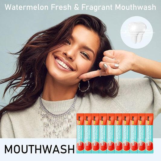 Mini Mouthwash Travel Size,Watermelon Flavor Portable Individual Travel Mouth Wash for Fresh Breath, Refreshing Long Lasting Gentle Oral Care Mouthwash Packs(Pack of 20)