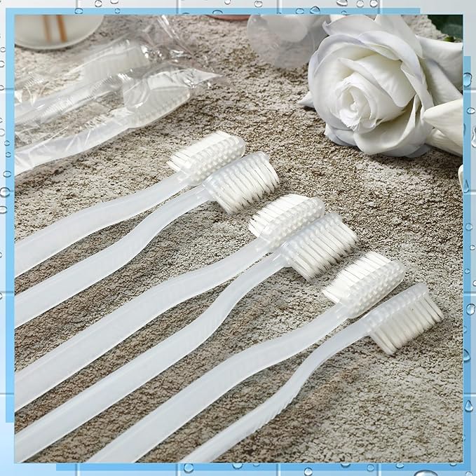 Tioncy 500 Pack Prepasted Disposable Toothbrushes Individual Wrapped Toothbrushes Soft Bristle Travel Toothbrush Single Use Wrapped for Hotel, Camp, Travel and Gift for The Homeless