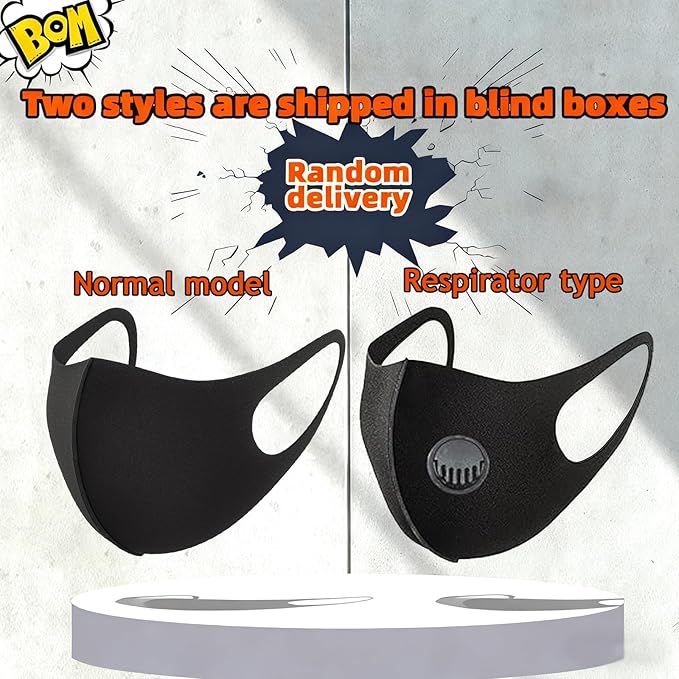 15PCS Reusable Face Mask, Black Face Masks Sponge Washable, Fabric Breathable, Skin-Friendly, Stylish and Versatile for Adult, Men and Women, Cloth Dust Protection for Outdoor, Travel, Sports