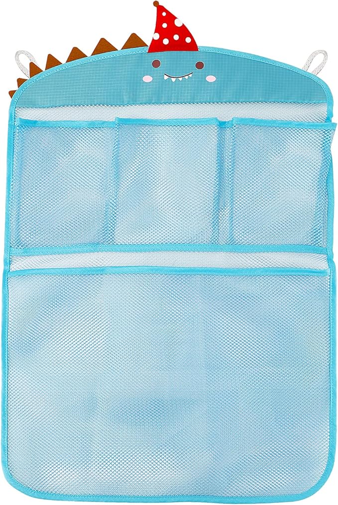Free Swimming Baby Bath Toy Organizer Set,Quick Drying Mesh Net for Toddler Bathtub Games Holder (Blue)