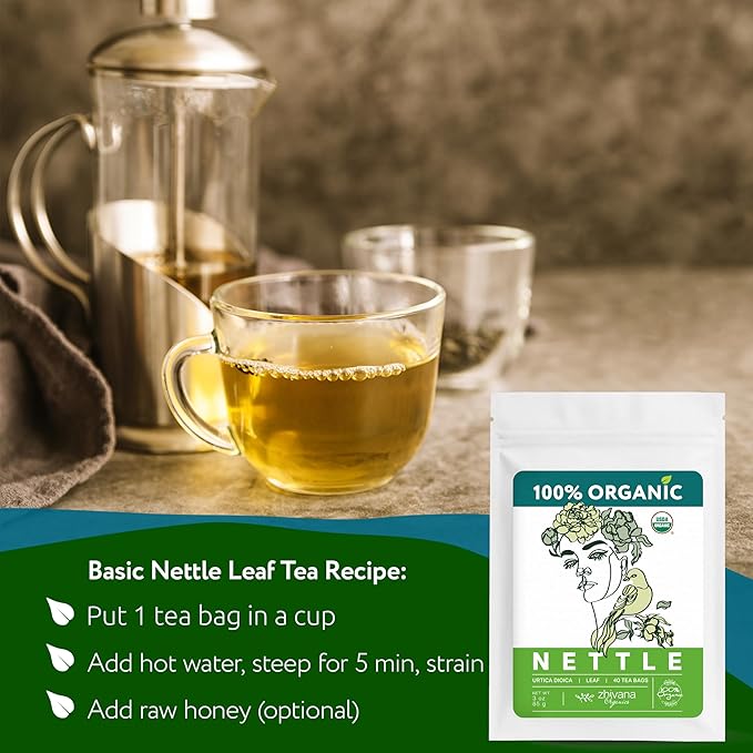 Nettle Tea Organic (40 Tea Bags) - Stinging Nettle Leaf TeaBags – Ortiga Tea for Optimal Health, Immune Support, Kidney - Te de Ortiga Organico Natural