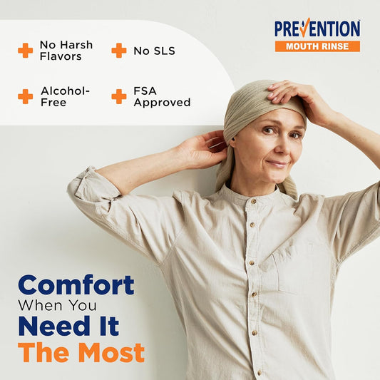 Prevention Oncology Alcohol Free Mouthwash, Soothing, Gentle, & Moisturizing, Mouthsore and Dry Mouth Mouthwash Specially Formulated for Patients Undergoing Oncology Treatment - 16 oz, Value 4-Pack