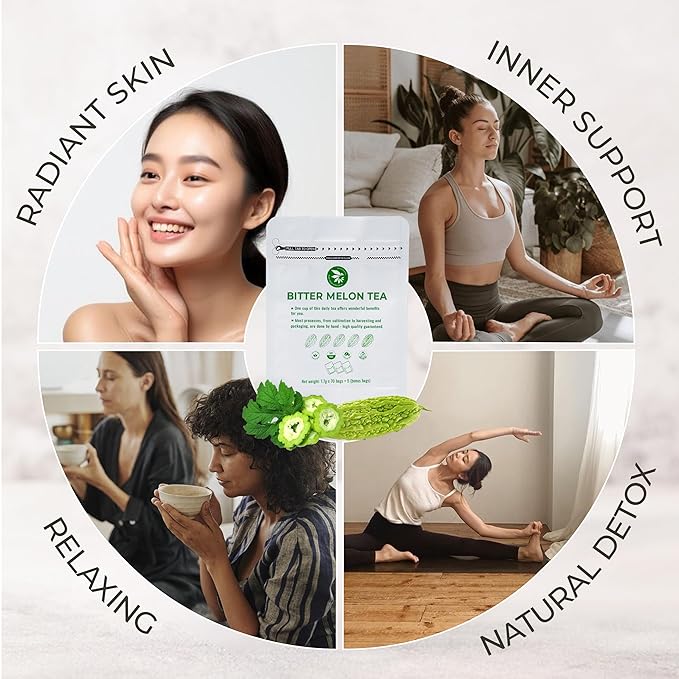 Bitter Melon Tea Bags - 70 Count (+5 Tea Bags), 4.2 oz, Bamboo Tong Included, Pure Bitter Gourd Herbal Blend for Refreshing, Digestion & Inner Health Support, No Sugar, No Caffeine