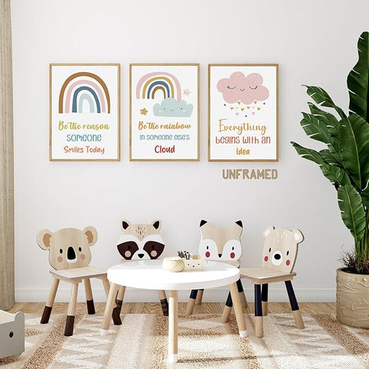 YOUHONG 3 Pieces Motivational Wall Decor Classroom Kids Toddler Room Decor Inspirational Quotes Wall Art Motivational Art Frameless Positive Quotes Durable Canvas Prints (12" W x 16" H x3)