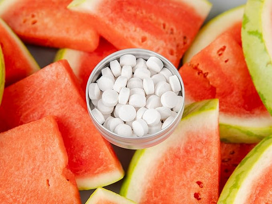 J&L Naturals Toothpaste Tablets | 62-Pack Travel-Friendly Toothpaste | Fluoride + Plastic Free, Vegan, Cruelty Free, Sustainable | Woman-Owned Small Business (Watermelon, 62 Count (Pack of 1))