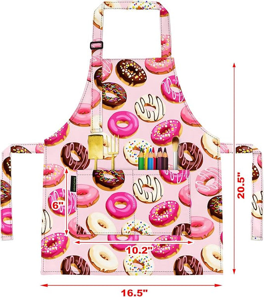 BeeGreen Kids Cooking Aprons w Adjustable Strap Kitchen Aprons w Front Pocket for Kids Toddler Painting Baking Artist