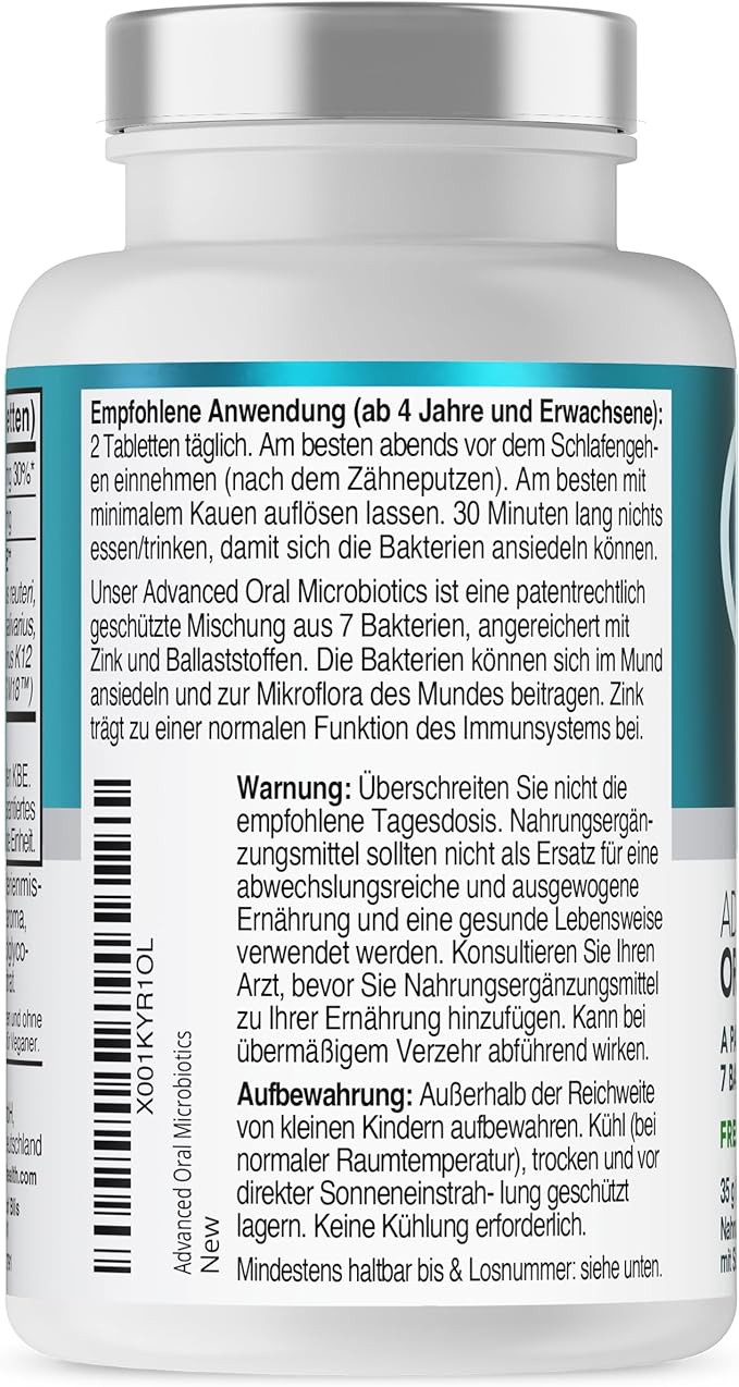 Oral Probiotics for Mouth Bad Breath Treatment for Adults; Dentist Formulated Dental Probiotics for Teeth and Gums Health & Chronic Halitosis with BLIS K12 M18, 60 Chewable Oral Health Tablets Mint