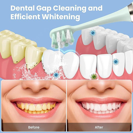 Portable Water flosser with Electric Toothbrush, 2 in 1 Teeth Cleaning Kit, Electric Toothbrush and flosser Combo, Water Flosser for Travel and Home (Green)