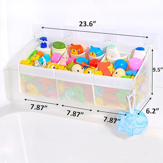 KPH has improved the bath toy holder experience, with the bathtub toy storage adding 6 pockets and a super breathable mesh bath toy storage that dries quickly, bath toy organizer, Easy to use