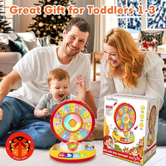 Learning Toy for 1 2 3 Year Old Boys Girls, Spin and Sing Alphabet Musical Toys with Light and Animal Sounds, Interactive Games for Toddlers 12-18 Months, Christmas Birthday Gifts for Baby Ages 1-3