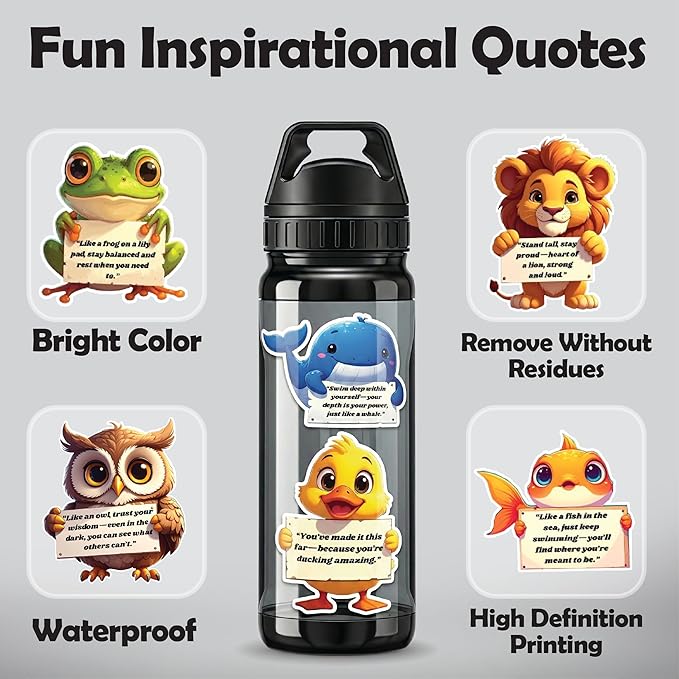 50 PCS Emotional Support Animal Stickers - Affirmation Sticker Pack for Kids and Adults Fun Inspirational Quotes, Laptops, Water Bottles, Phones Positive Quotes