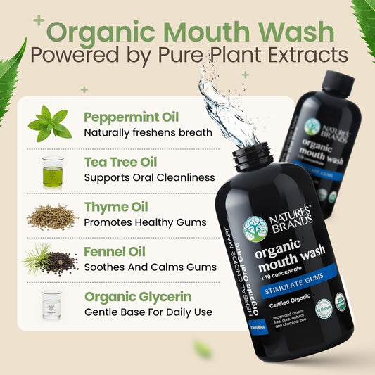 Mouth Wash,Organic 8 Oz BPA Free Plastic Bottle(1:10 Concentrate) by Herbal Choice Mari