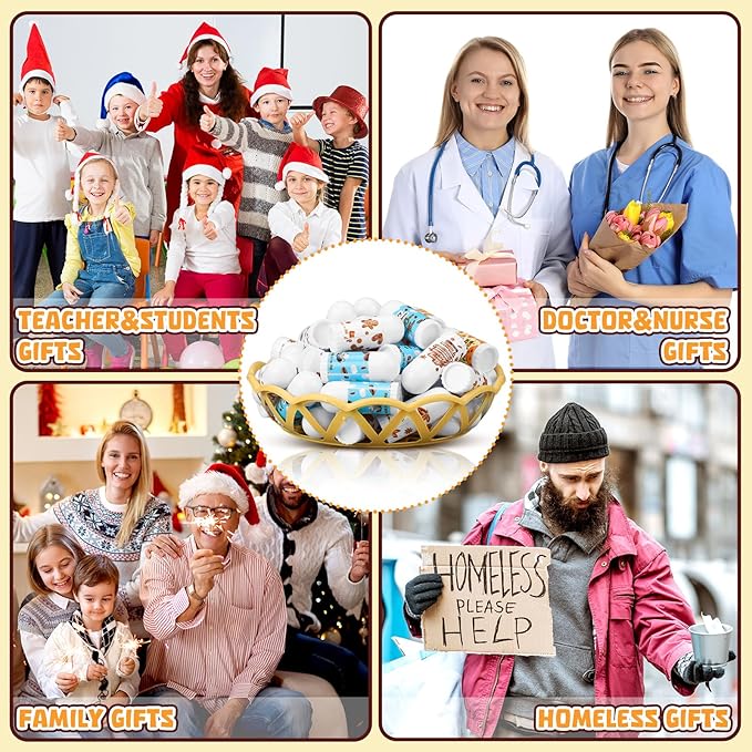 50 Pcs Christmas Lip Balm Bulk Mini Candy Cane Peppermint Flavor Lip Balms Bulk Christmas Stocking Stuffers Xmas Party Gifts Small Thank You Employee Appreciation Gifts for Women Men (Mixed Flavor)