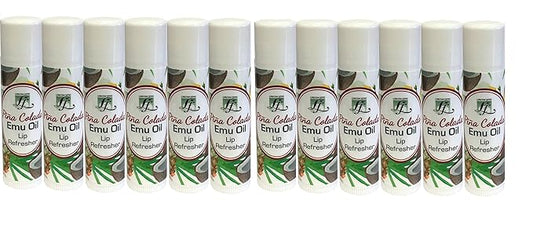 Longview Farms® Emu Oil Lip Refresher – Natural oil Lip Balm, Hydrating Lip Repair & Healing Balm for Very Dry Lips, Chapstick - Pina Colada (12 Pack)