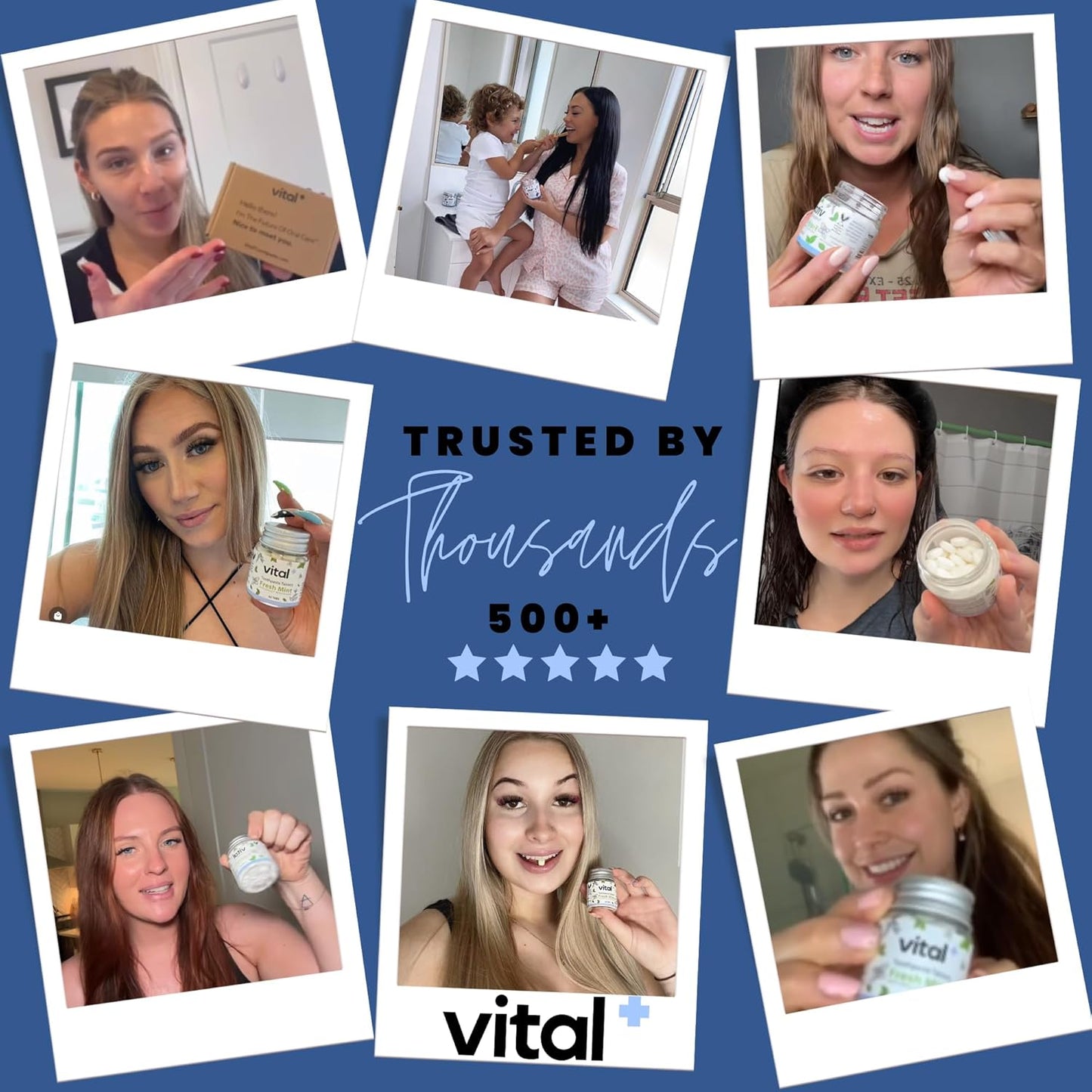 Vital Toothpaste Tabs with Nano-Hydroxyapatite | Naturally Whitens + Remineralizes Teeth | Fluoride & Plastic Free | Combats Sensitivity | Travel & Eco Friendly | Charcoal Mint | 62 Tablets (1 Month)