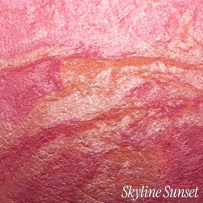 LAURA GELLER NEW YORK Holiday 2025 Limited Edition Baked Blush-n-Brighten Marbleized Blush - Skyline Sunset - Pink Color for Cheeks (01 Skyline Sunset)