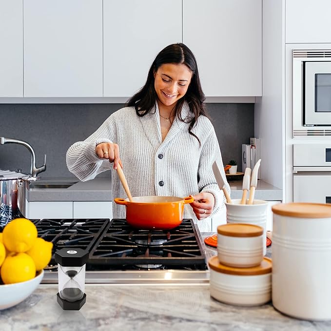 Sand Timer for Kids - 60 Minute Black - 6.3 inches Hour Glass Acrylic Covered Clock for Classroom, Home & Kids Room Large - Single Pack