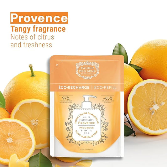 Panier des Sens - Liquid Hand Soap Refills - Provence Foaming Hand Soap Refill - French Moisturizing Hand Wash with Coconut Oil - Kitchen & Bathroom - 97% Natural - 34 Fl.oz