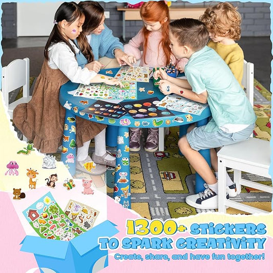 Sinceroduct Stickers for Kids, 1300+ Cute Animals Water Bottle Sticker, 8 Sheets of Children Stickers with Different Theme Scrapbooking for Classroom, Christmas Day, Crafts, Party Favors, Decorations