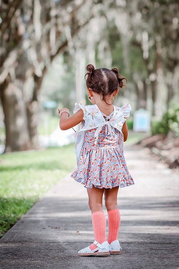 BapronBaby Flutter Pastel Floral Bapron - No Neck Tie Safer Bib for Baby & Toddler - Soft Waterproof Stain Resistant - Machine Washable - Sz Preschool 3-5yrs