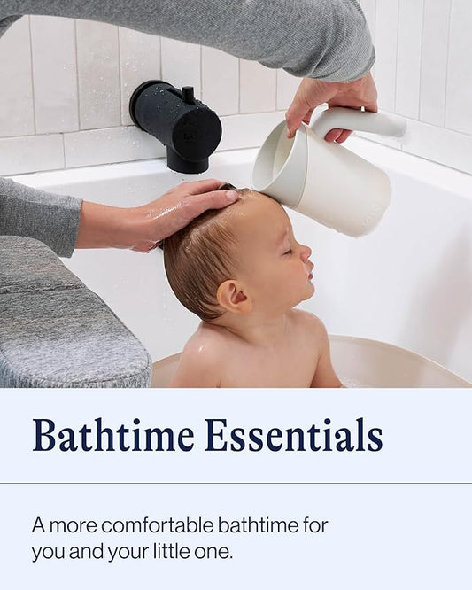 Lalo Bathtime Essentials - Includes Knee & Elbow Saver, Rinse Cup, & Spout Cover - Comfortable & Secure Baby Bath Essentials Made with Safe, Durable Materials and Easy to Clean - Sage