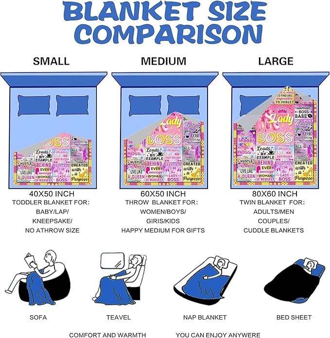 Boss Lady Blanket Supervisor Manager Gifts for Women,Boss Lady Office Decor Boss Throw Blankets,Boss Lady Appreciation Day Gifts for Bosses Female 50"X40"