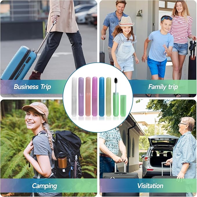 28 Pcs Travel Toothbrush Covers - 7 Color Portable Toothbrush Case, Tooth Brush Cover Cap in Bulk for Daily Use, Kids School & Trip, Camping, Vacation Essentials (Bulk Pack of 28)