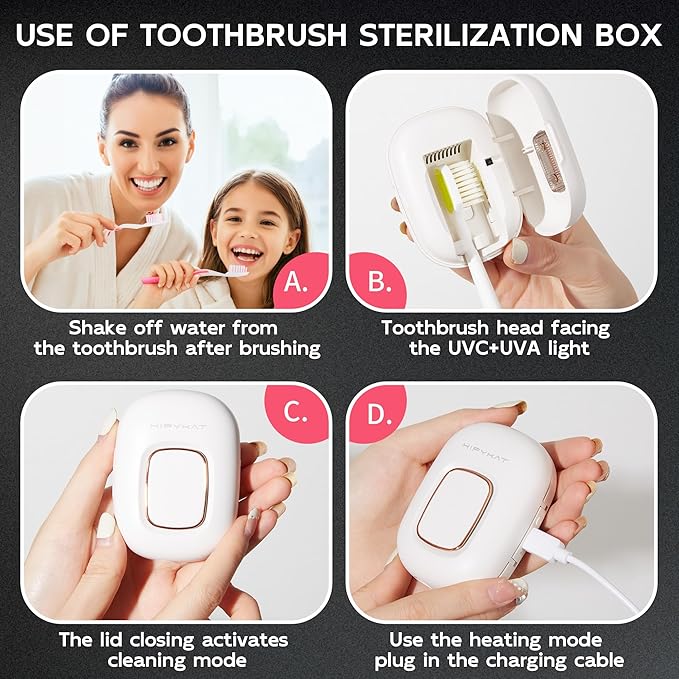 Toothbrush Sanitizeri Case with U V-C Lights, Dryer Heating, Fan Drying - Rechargeable Portable Toothbrush Cover, Magnetic Wall Mount Sterilizeri Box for Home, Travel & Fits All Toothbrushes
