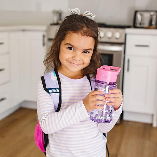 Wildkin Kids 16 oz Reusable BPA-Free Tritan Plastic Water Bottle with Leak Proof Lid for Boys & Girls, Durable and Easy to Clean Water Bottles for Toddlers - Unicorn