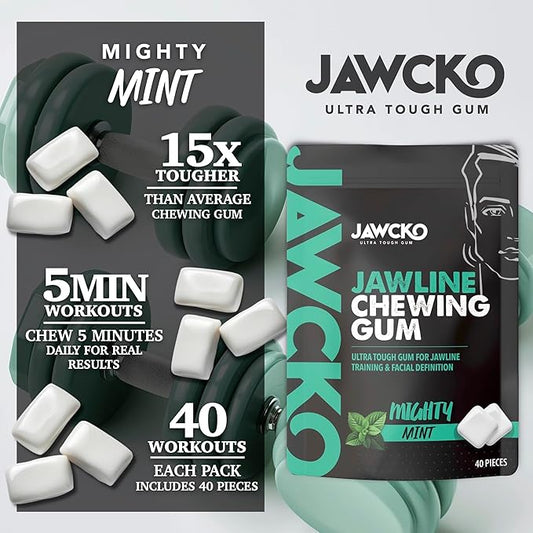 JAWCKO Ultra-tough Jawline Chewing Gum Variety 3-Pack | Get a Stronger, Squarer Jawline | 15X Hardness | Jaw Training Hard Gum | Chisel, Sculpt, Tone your Jaw | Facial Fitness Mewing Gum | 3X Flavors