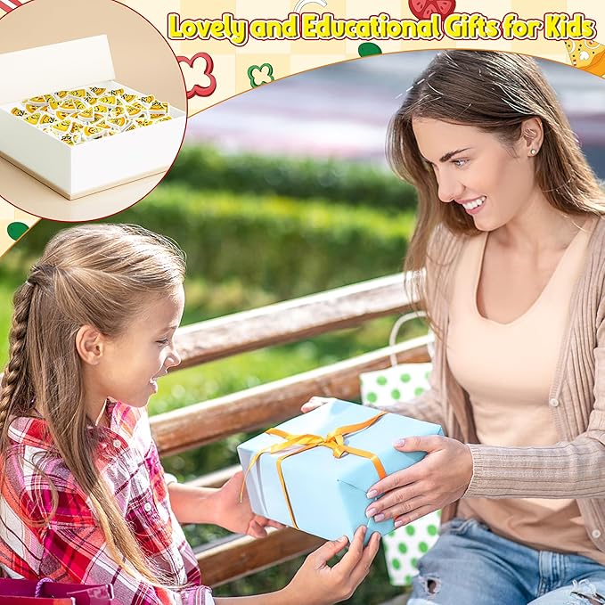 CJiangpo 60Pcs Pizza Mini Erasers for Kids, Cute Cartoon Pencil Rubber Eraser, Novelty 3D Desk Puzzle Pizza Day Themed Party Favors Filler Kids School Classroom Prizes Gifts