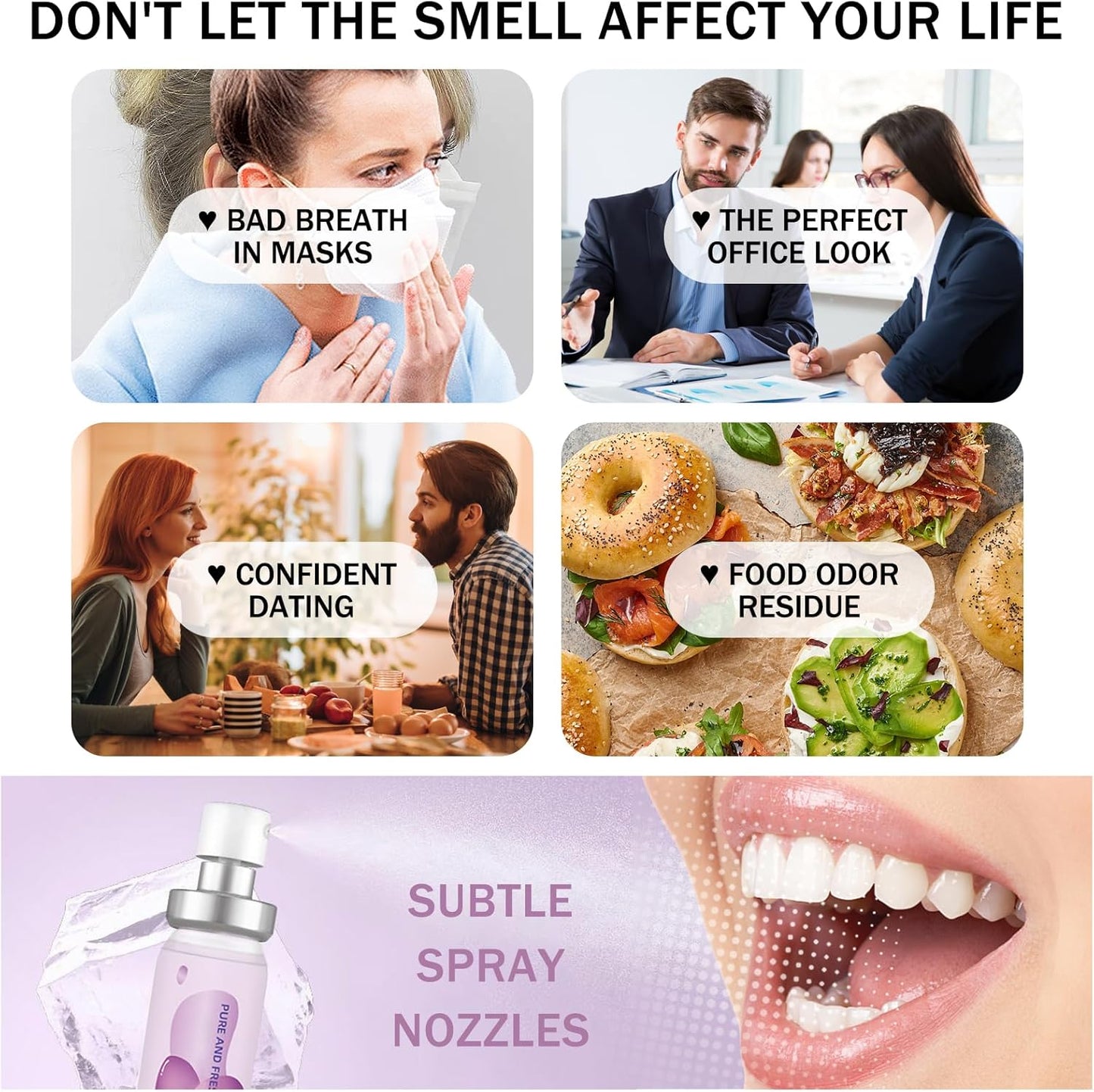 6PCS Oral Breath Spray, 3 Flavors Fruit Mouth Spray Breath Freshener Oral Care for Adults, Portable Long Lasting Refreshing Dry Mouth Spray for Bad Breath