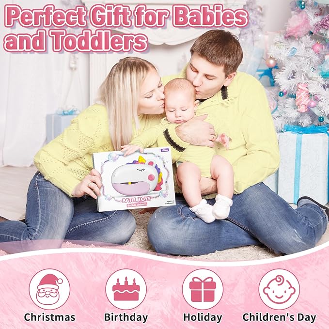Baby Bath Toys, Unicorn Bath Bubble Machine Toddler Bath Toys for Kids Ages 1-3 4-8, Interactive Bathtub Shower Water Toys Bubble Maker with Music Christmas Birthday Gifts for Boys Girls