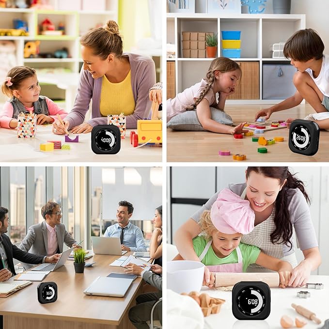 Visual Timer for Kids, 10 Hours Countdown/Up, with Rechargeable, 3 Volume Levels,3 Brightness Display, and Magnetic, Homeschool Study Tool, Large Digital Timers for Classroom, Kitchen