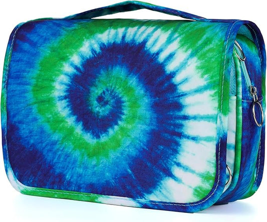 Tie Dye Hanging Toiletry Bag for Girls, Travel Toiletry Bag for Teen Girls Cosmetic Makeup Waterproof Wash Bag Traveling Toiletries, Blue