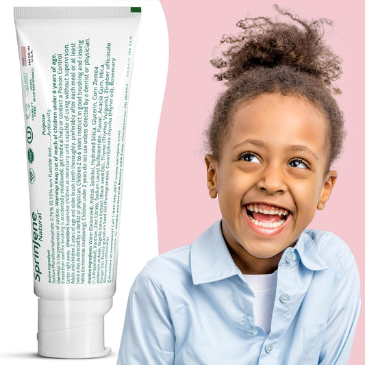 SprinJene Natural Children’s Toothpaste – Fluoride Free Strawberry Toothpaste for Toddlers & Kids – Gentle Safe Natural Formula with Patented Black Seed Oil & Zinc – Made in The USA (4 Pack)