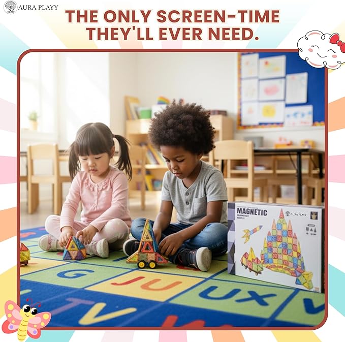 100 Piece Magnetic Tiles Set ā 3D Magnet Building Blocks, STEM Educational Construction Toy for Toddlers & Kids | Creativity, Learning, and Fun for Boys & Girls Ages 3+