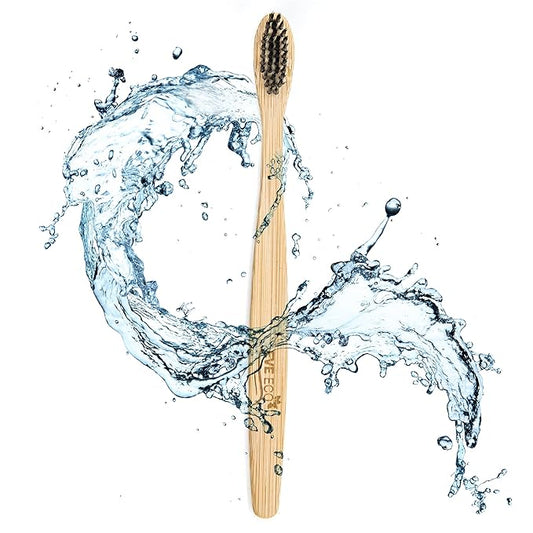 4 Count I Bamboo Toothbrush I Soft Bristles Best for Sensitive Gums I Charcoal I Vegan I Natural Wood I BPA Fee I Recyclable I Compostable I Biodegradable | Environmentally Friendly