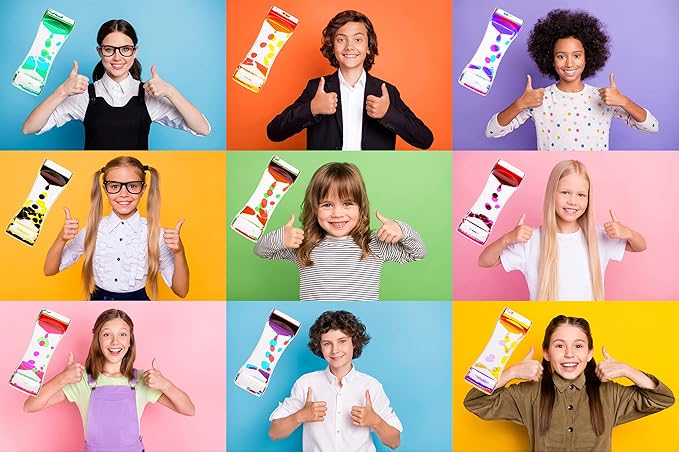 CAILINK Liquid Motion Bubbler,9 Pack Floating Sensory Play Water Timer Fidget Toys for Adults and Kids,Calm Relaxing Autism ADHD Children Activity, Colorful Hourglass for Sensory Play