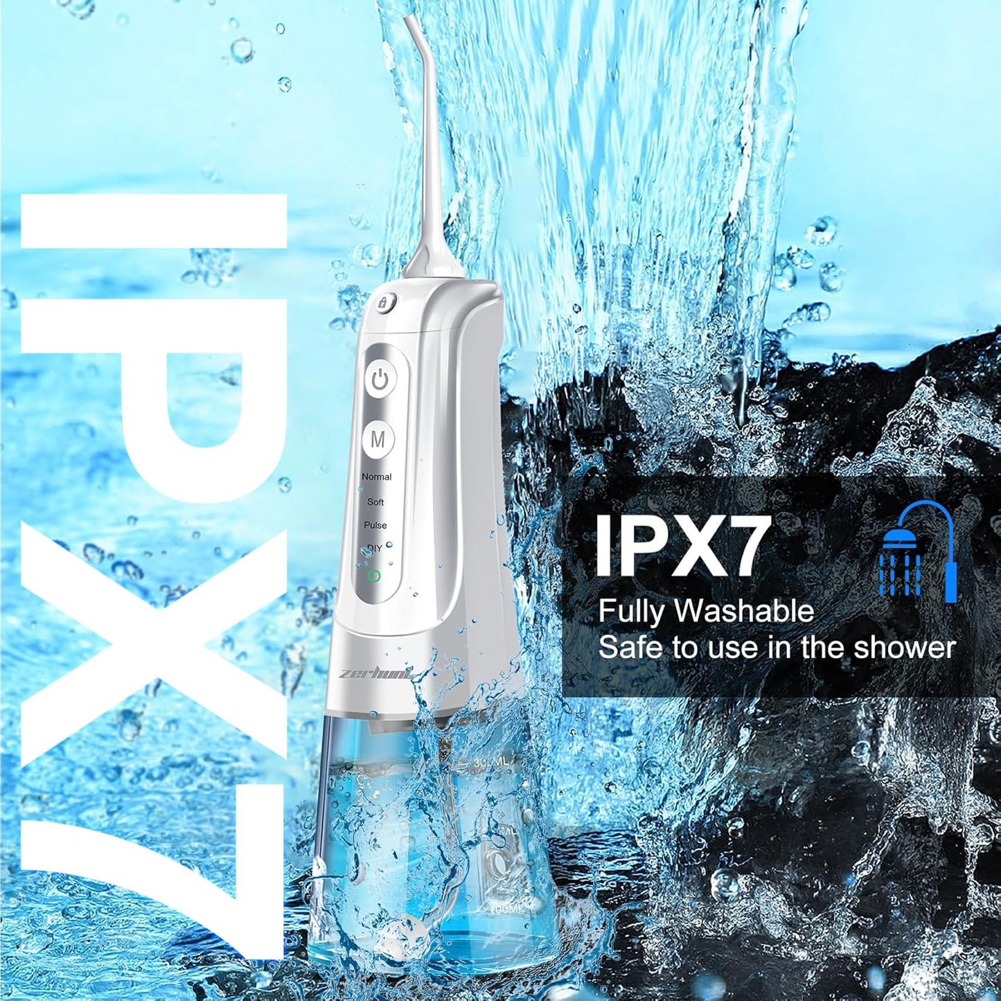Water Flosser Pick for Teeth: 4 Modes Cordless Portable Water Flossers Teeth Cleaner Rechargeable 300ML IPX7 Waterproof Oral Irrigator Flossing Cleaning Picks for Home Travel