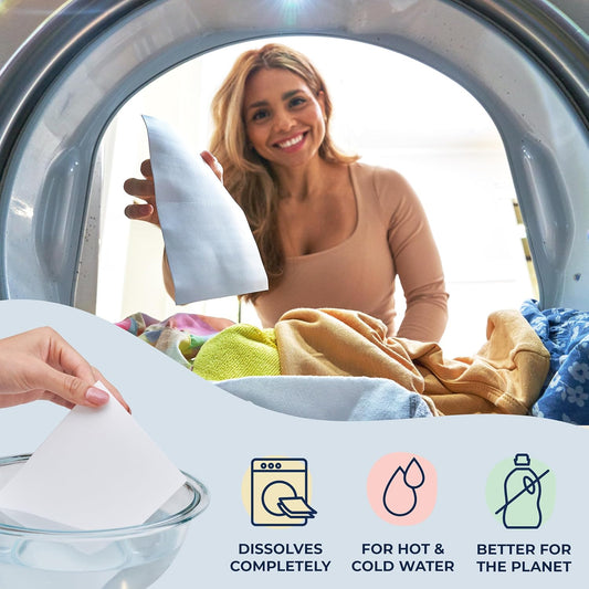 Miss Mouth's Messy Eater Laundry Detergent Sheets - 60 Loads Travel Friendly Detergent Sheets - Hypoallergenic, Sensitive Skin Safe, Pediatrician and Dermatologist Tested, Fragrance Free