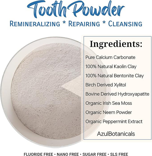 Remineralizing & Cleansing Tooth Powder, Cool Mint. Fluoride Free, SLS Free, Nano Free for Organic Oral Wellness (1 Ounce (Pack of 2), Travel Size