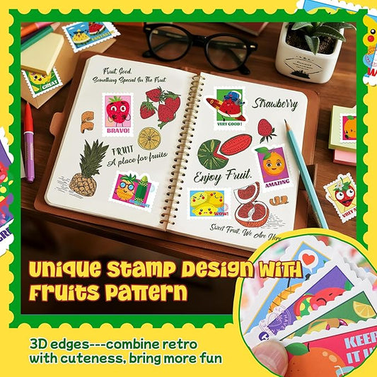 HORIECHALY 300Pcs Large Scented Stamp Stickers, Scratch N Sniff Sticker for Kids Smelly Motivational Reward Stickers for Teacher, Incentive Positive Decal for Student,School Supplies Gift