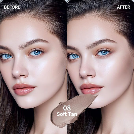 Cream Contour Stick, Cool Toned Contour & Sculpt Stick for Natural Sculpted Face Makeup, Creamy Texture & Non Cakey, Long Lasting Cream Bronzer Stick, Buildable & Highly Pigmented (08 Soft Tan)