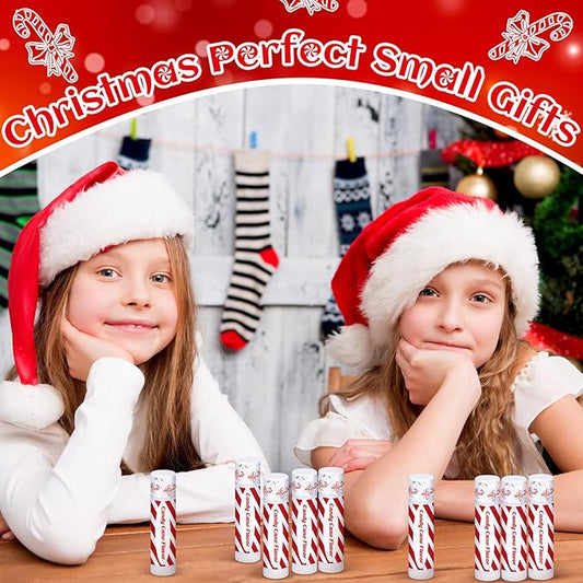 150 Pack Christmas Lip Balms Bulk Christmas Candy Peppermint Cane Scented Holiday Flavor Lip Balm Gifts Xmas Party Gifts Bulk Xmas Items Stocking Stuffers for Women Men Staff Employee (Candy)